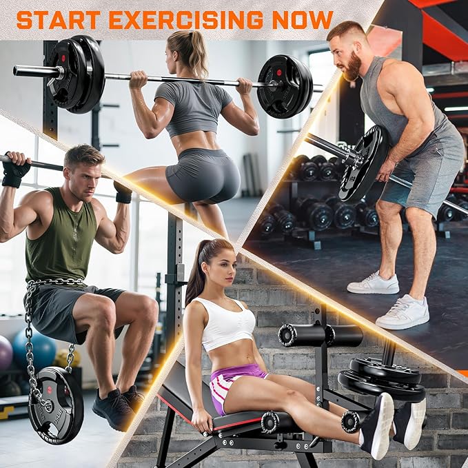 XDDIAS Rubber Weight Plates for Barbell, 2-Inch Olympic Grip Plate for Strength Training, Weightlifting and Bodybuilding in Home & Gym, Solid Cast Iron Weight Plates Pair and Sets