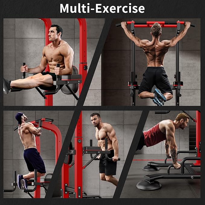 sogesfurniture Adjustable Dip Station & Pull Up Bar – Heavy Duty Calisthenics Workout Equipment for Home Gym, Multi-Function Fitness Training with Push Up Handles, Dips, Pull Ups & Push Ups