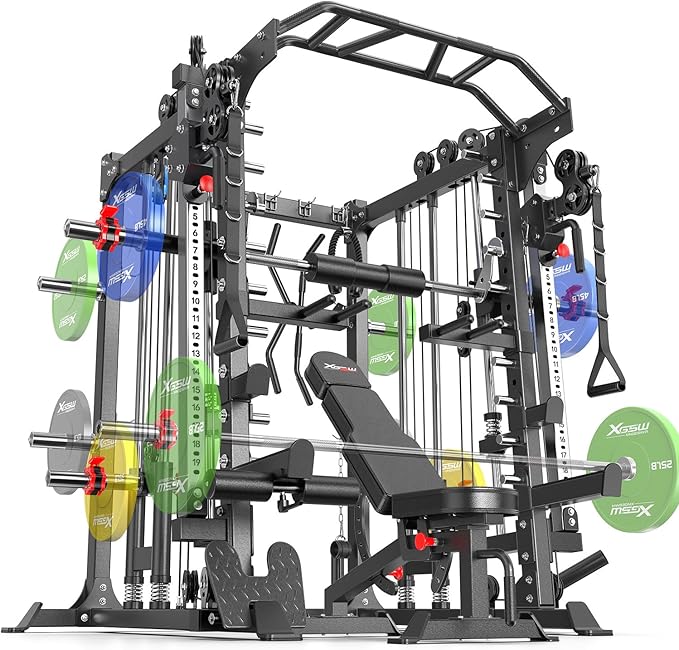 Power Cage,1600lbs Multi-Function Power Rack with Adjustable Cable Crossover System and More Training Attachment, Weight Cage for Home Gym