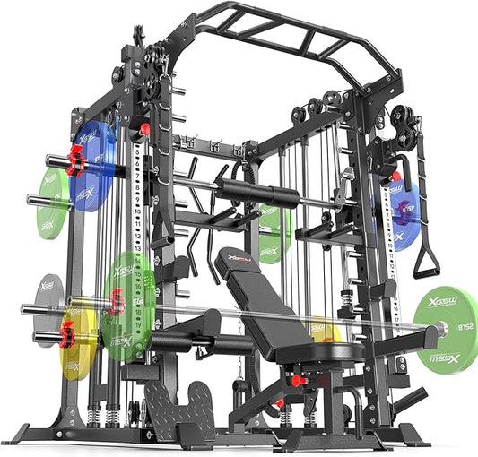 Power Cage,1600lbs Multi-Function Power Rack with Adjustable Cable Crossover System and More Training Attachment, Weight Cage for Home Gym