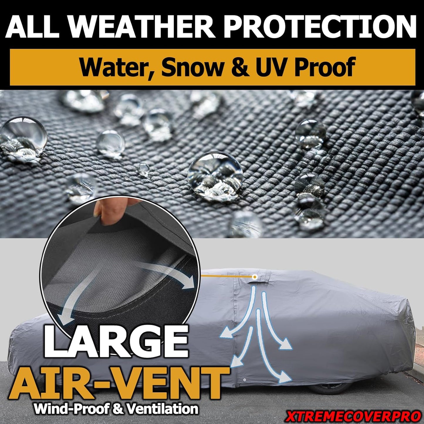 All Weather Waterproof car Cover Good for rain Snow uv Protection dust mid-Size Sedan Altima Accord Prius Impreza Passat Fusion Camry Model 3 Gray