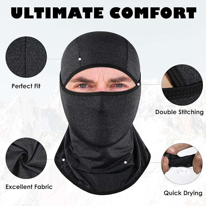 Achiou Balaclava Face Mask, Ski Mask for Men Women Football, Lightweight Sheisty, Ninja Shiesty Sun Hood UV Protector Cycling