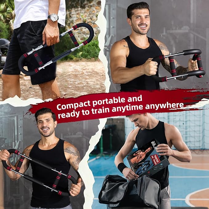 BEJEA Twister Arm Trainer,30-120lb Adjustable,Chest Trainer for Men & Women with 4 Springs & Train Poster,Arm Trainer for Chest Clip Muscle & Arm Strength