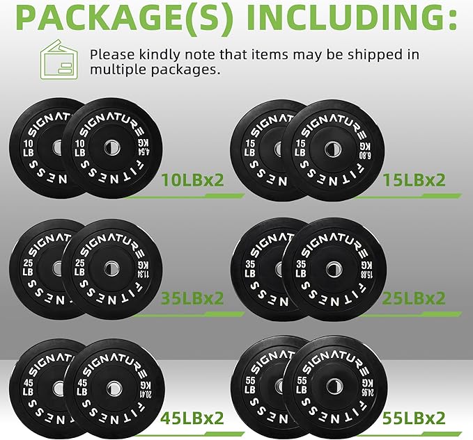 Olympic Bumper Plates Set, 2" Weight Plates for Strength Training & Weightlifting, Paris or Set or Set with Barbell, Multiple Options