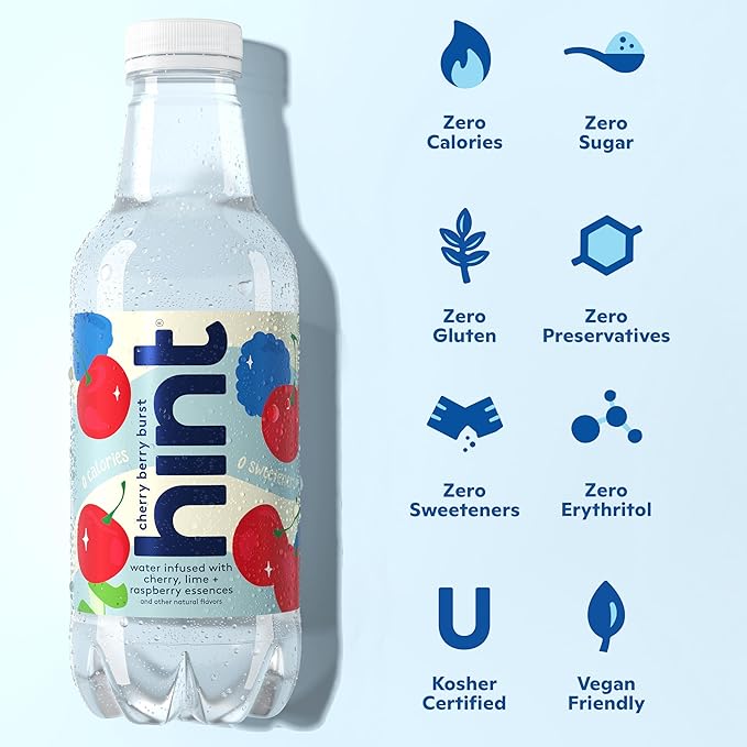 Hint Fruit-Infused Bottled Water, Summer Classics Variety Pack - Sugar Free Flavored Water with Zero Calories, Natural Fruit Essences, and No Artificial Sweeteners - 16 Fl Oz (Pack of 12)