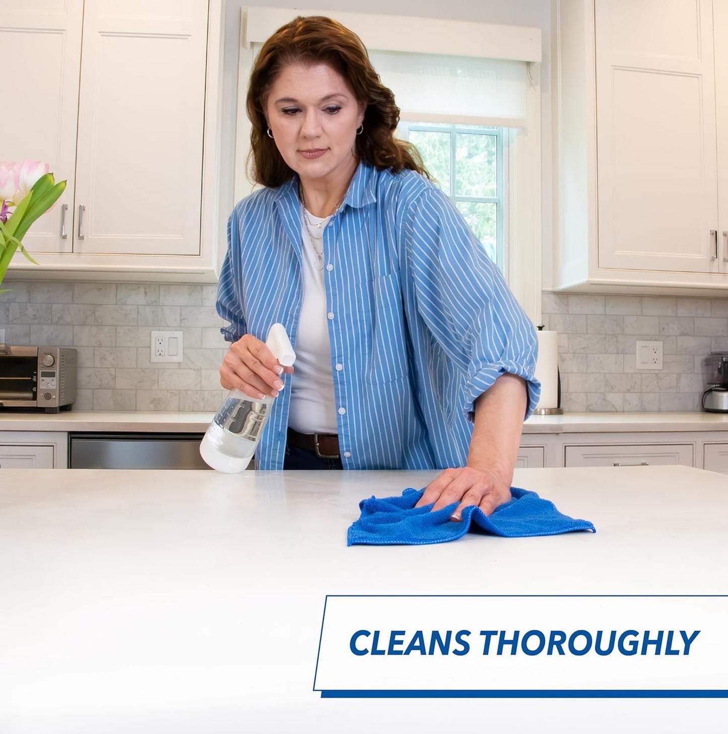 Unger 12” x 12” All-Purpose Microfiber Cloths, 4 Pack, Wet and Dry Cleaning Towels for Kitchen, Furniture, Appliances, Electronics and Glass, Reusable with Less Lint and Streak-Free Results