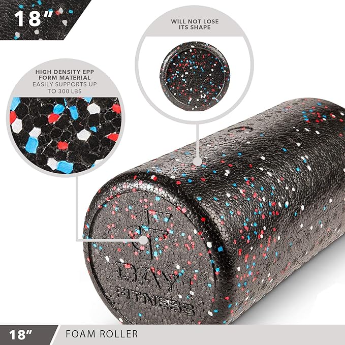High-Density Round Foam Rollers - 4 Size and 8 Color Options - Massage Rollers for Stretching, Deep Tissue and Myofascial Release