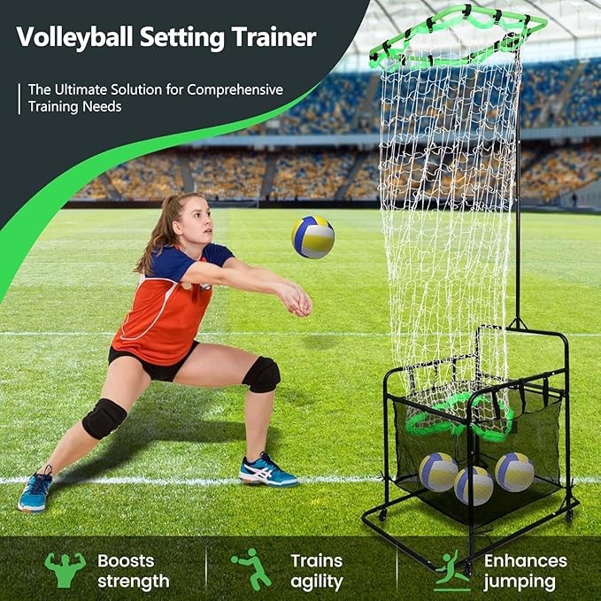 Volleyball Setter Trainer Net with Adjustable Height and Angle for Indoor and Outdoor Practice, Perfect Target Net for Setting, Serving, and Spiking Training Equipment