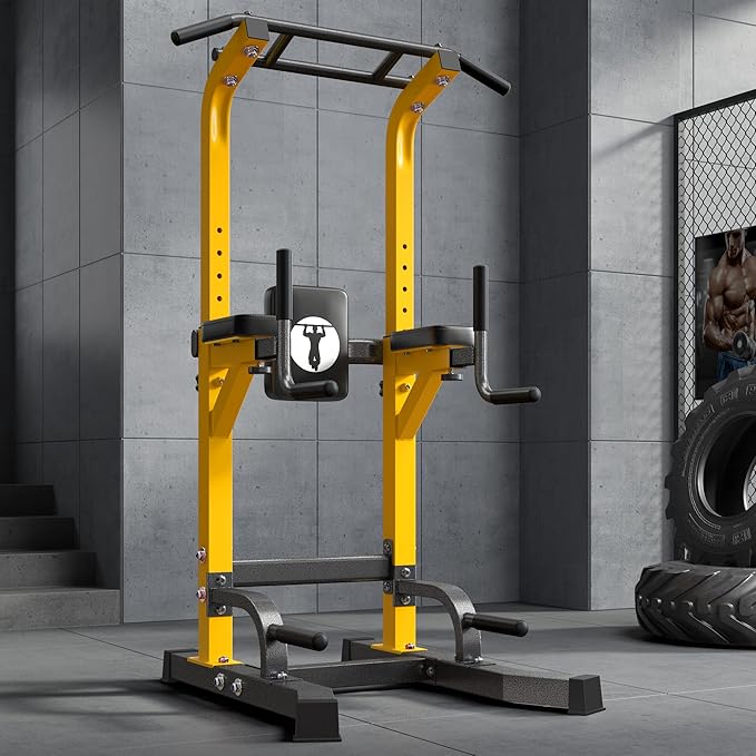 sogesfurniture Adjustable Dip Stands Assistive Trainer for Home Gym - 10-Level Height Wall-Saving Pull Up Bar, Dual Training Stands for Dip Push Up & Core Workout, Heavy Duty Steel Frame