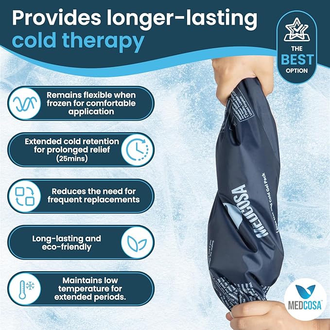 Medcosa Large Gel Ice Pack | Flexible Hot or Cold Pack | Reusable Cold Packs for Injuries, Knee, Back, and Shoulder Pain Relief, Inflammation, Post-Op and More