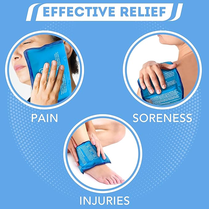 Reusable Ice Pack (Pack of 2) for Injuries - Hot & Cold Gel Ice Packs for Injuries & Back Pain Relief