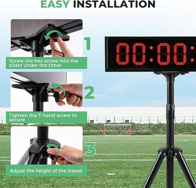 6.4FT High LED Large Timer Race Clock with Tripod Cordless Countdown/up Clock Stopwatch with IR Remote Control for Sports Race, Running Events, Marathon