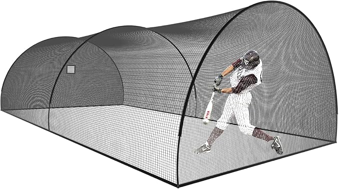 AIRHOP 22/30 FT Portable Baseball & Softball Batting Cage for Backyard Batting Practice, Durable Large Enclosed Batting Cage with Pitching Machine Hole and Removable Door