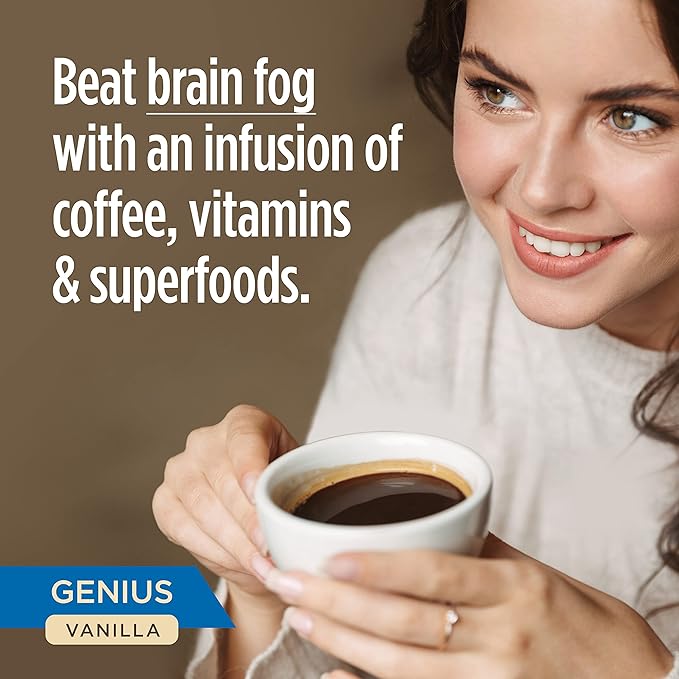 Genius Vanilla Keto Coffee Pods by VitaCup w/MCT Oil, Turmeric, B Vitamins, & D3 for Energy & Focus in Recyclable Single Serve Pod Compatible with K-Cup Brewers Including Keurig 2.0, 32 CT