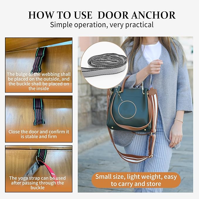 Stretching Strap Yoga Strap, 10 Loops Non-Elastic Stretch Bands Helps Women and Men Improve Flexibility for Home Workout, Physical Therapy, Pilates, Exercise, Dance, Comes with Door Anchor