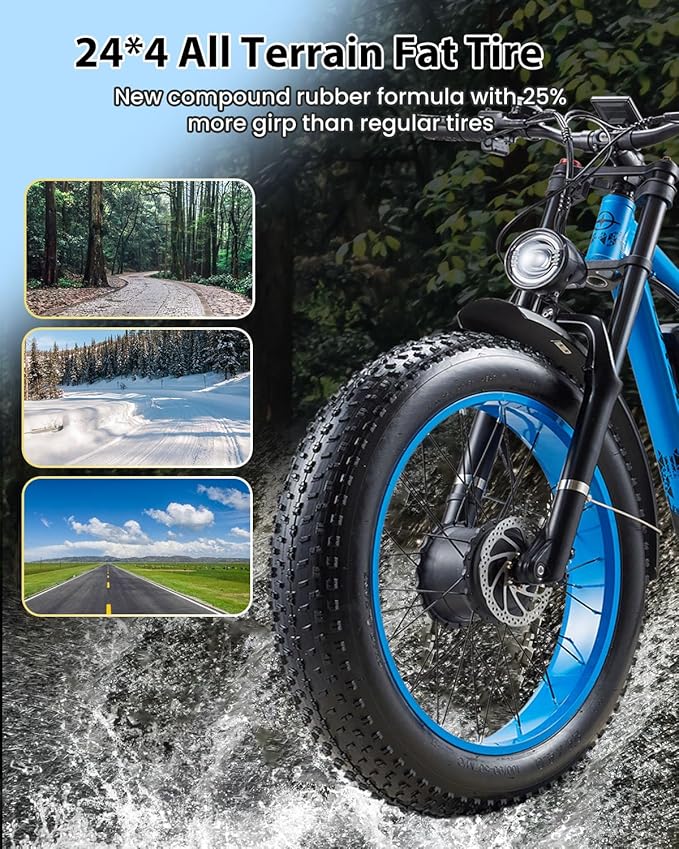 Peak 3000W Dual Motor Ebike for Adults, 48V 25AH Long Range Electric Mountain Bike, 30-34MPH Step-Thru Unlocked Electric Bike