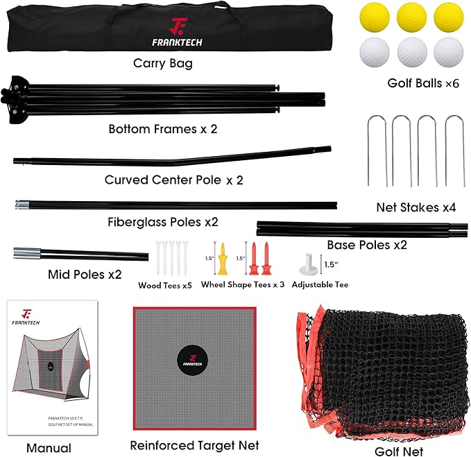 Golf Practice Net - Heavy Duty Driving Range Net with High Impact Chipping Target, Include Carry Bag and Golf Balls for Indoor Outdoor