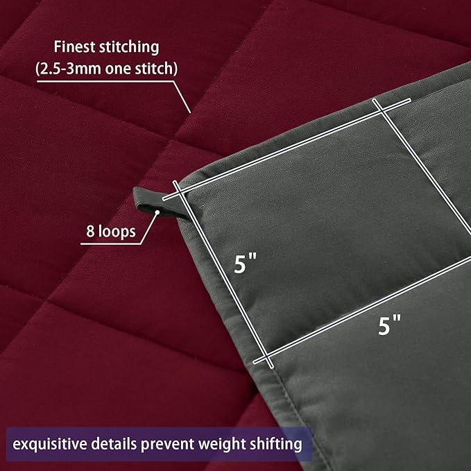 King Size Weighted Blanket for Adults (30 lbs, 80” x 87”, Red Grey) Cooling Heavy Blanket for Sleeping Perfect for 290-310 lbs, Breathable Blanket for Adults & Couple All Season, Machine Washable
