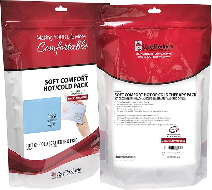 Core Products Soft Comfort CorPak, No Frost Hot and Cold Therapy Pack - 10" x 13", Made in The USA- 2 Pack