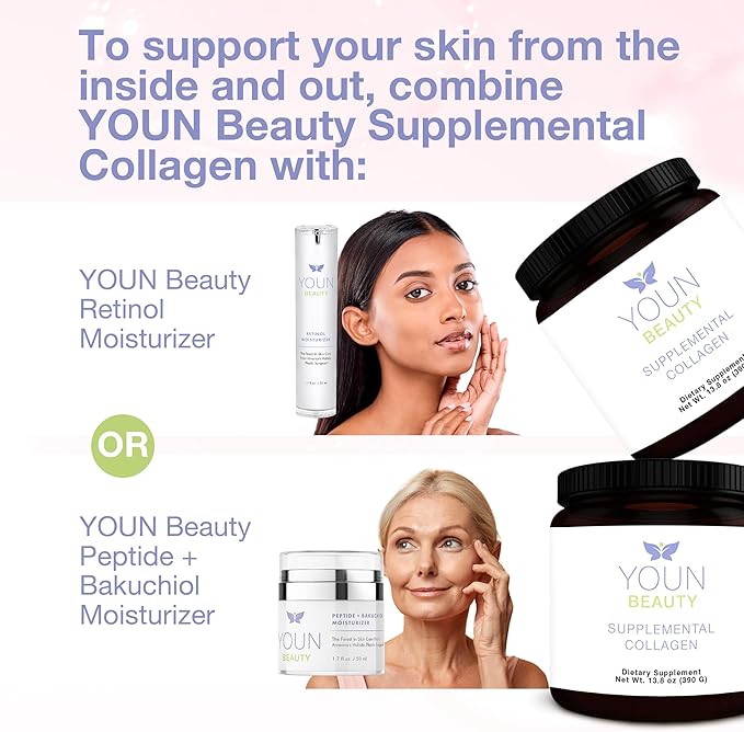 YOUN Beauty Supplemental Collagen Powder by Holistic Plastic Surgeon Dr. Anthony Youn, 30 Servings (Unflavored) – Fortigel, Fortibone & Verisol Multi-Collagen Peptides for Skin Health