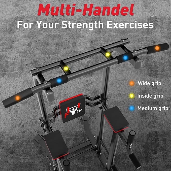 ZENOVA Pull Up Bar Dip Station Multi-Function Strength Training Equipment for Men Women Muscle Building 330/500 LBS Weight Capacity