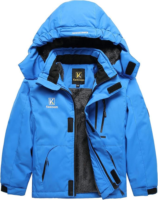 Keevoom Boys Winter Coat Ski Jacket Windproof Kids Snowboard Warm Fleece Snow Coat Waterproof Outdoor Hooded Ski Coats