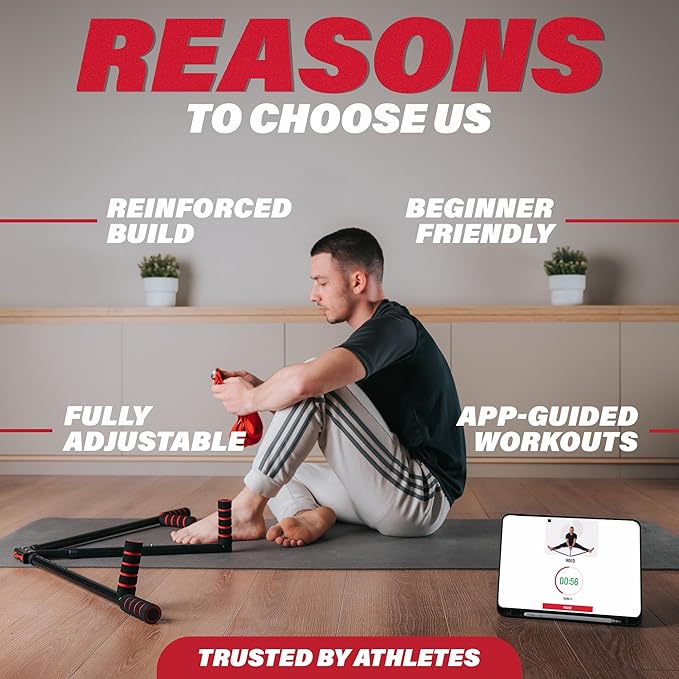 Split Machine for Flexibility with Trainer APP – Adjustable 3 Bar Leg Stretcher to Boosts Range of Motion, Leg and Groin Flexibility with Split Stretcher Machine Timer, for Martial Arts, MMA, Yoga