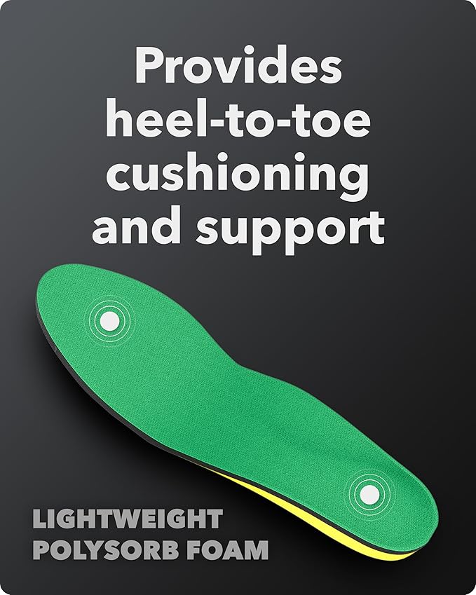 Spenco Insoles Polysorb Cross Trainer - Lightweight, Full-Foot Inserts with Heel-to-Toe Cushioning, Support, & Odor Control, All-Day Comfort & Stability - Ideal for Runners, Walkers, Athletes