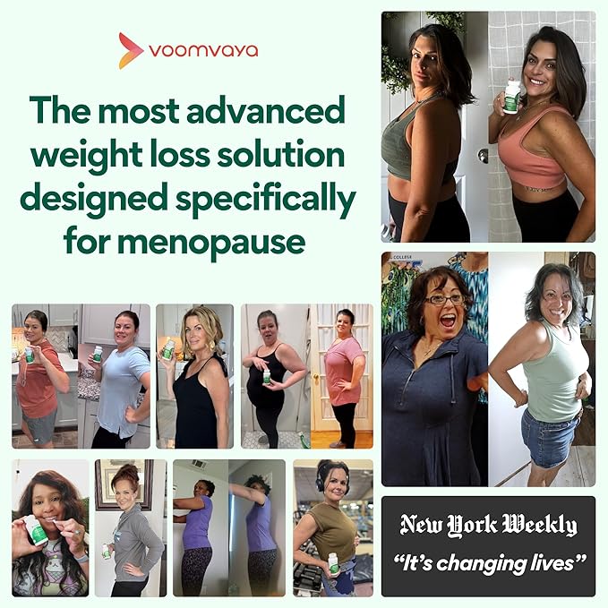VoomVaya MenoSlim Advanced Menopause Weight Loss for Women - Menopause & Perimenopause Supplements for Women - Estrogen Supplement & Menopause Relief for Hot Flashes, Bloating, Energy - 60 Capsules