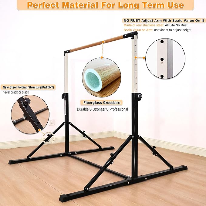 4FT/5FT Gymnastic Bar Set Gymnastics Horizontal Bar Gymnastics Kip Bar for Kids Home Use