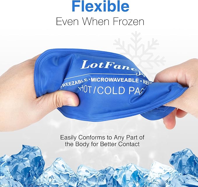 LotFancy Gel Ice Packs, 2pc Reusable Hot Cold Pack for Therapy, Heating Cooling Gel Pad, Pain Relief for Face, Head, TMJ, Wisdom Teeth, Oral Facial Surgery, Sport Injuries, Migraine, Muscle Joint