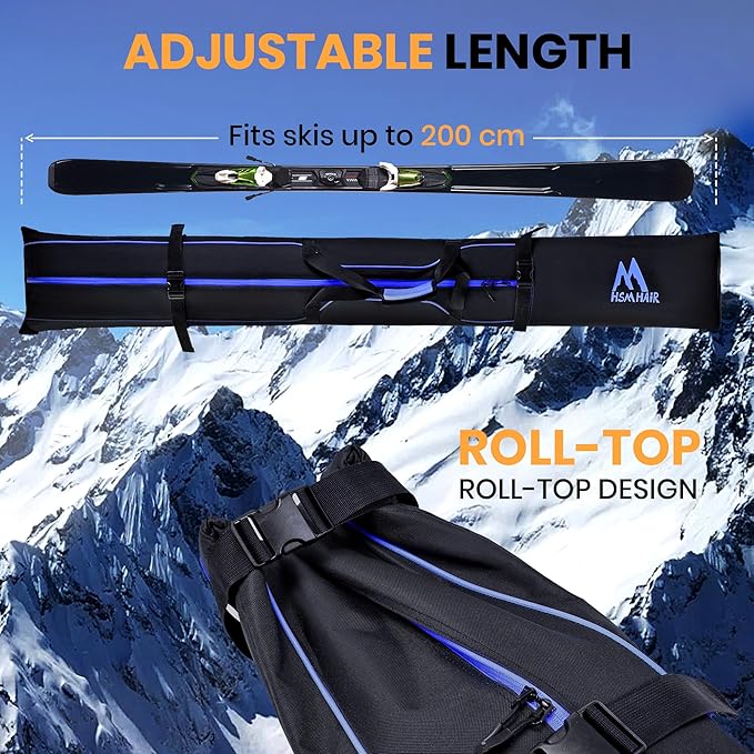 Ski Bag and Boot Bag Combo,Padded Ski Bag Set for Air Travel,Snow Ski Bags for Adults,Water- resistant Ski Boot Bag Fits for Skis Up to 200 CM and Boots Up To Size US13