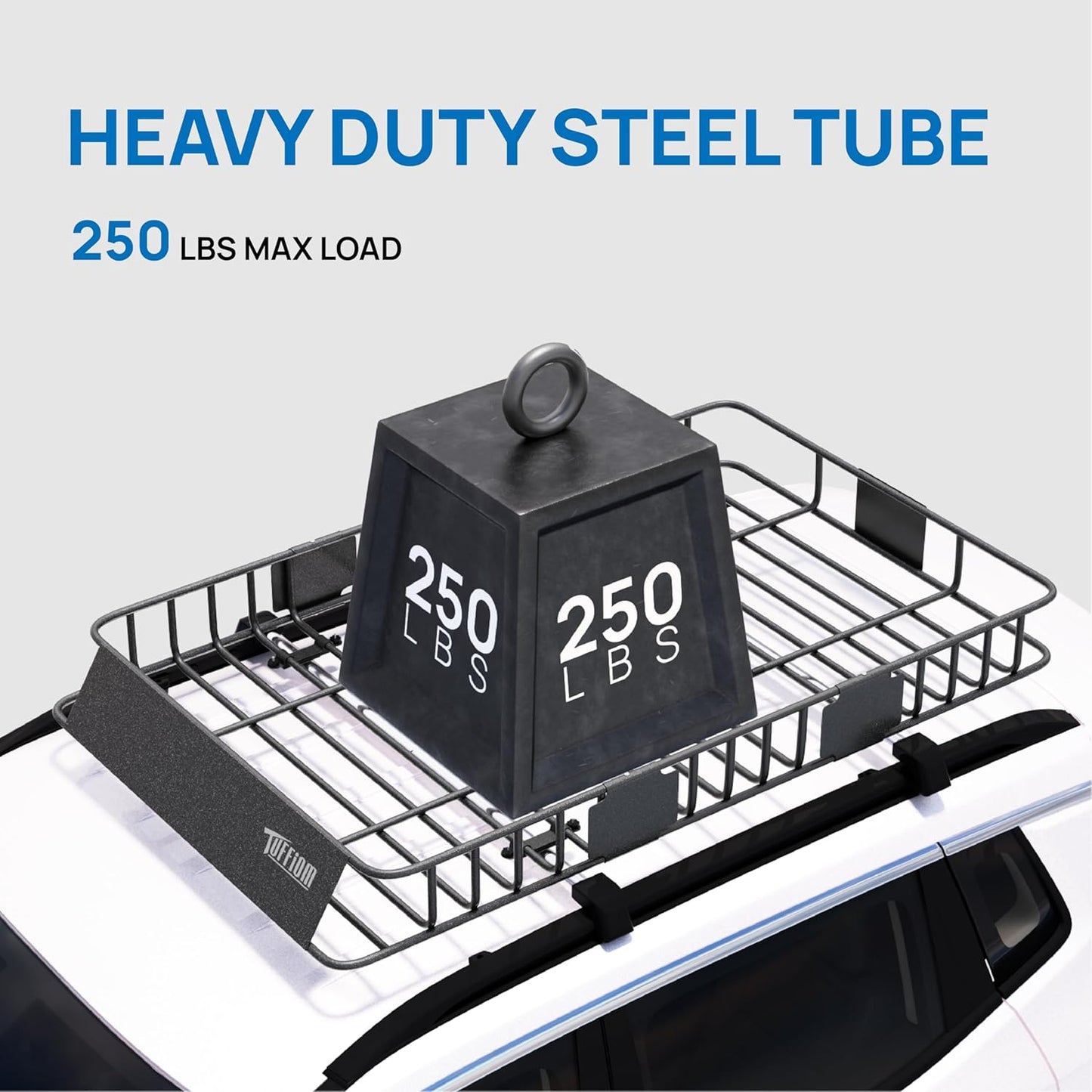 Bonnlo 250lbs Extendable Rooftop Cargo Carrier, 64×39×6inch Universal Roof Rack Basket with 4×Straps, Car Top Rack Luggage Holder for SUV/Truck/Van