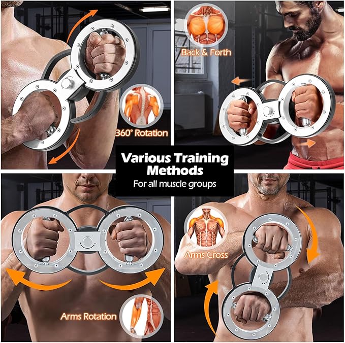 GYMAX Burn Machine, 12LBS Spinning Arm Trainer with Adjustable Resistance, & 360 Degree Rotating Grips, Upper Body Workout Rotator for Forearm, Shoulder, Chest, Home Gym Exercise