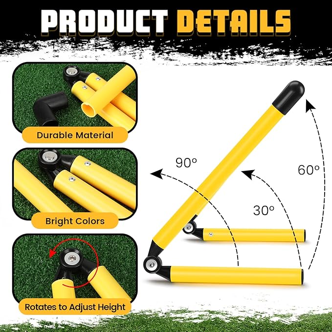 8 Pcs Adjustable Speed Training Hurdles 6" 9" 12" Speed Agility Hurdle Jumping Training Fitness Equipment Plyometric for Athletes Soccer Basketball Track Field