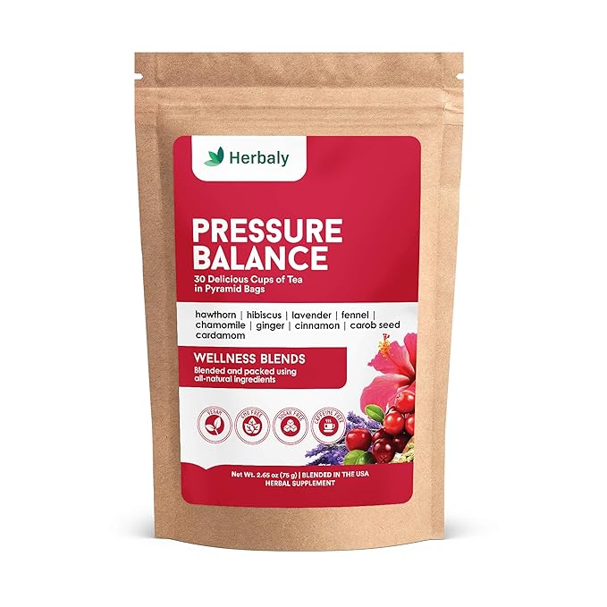 Herbaly Heart Functional Tea - 9 Superherbs - Natural, Organic, Non-GMO, Caffeine-Free, Sugar Free - 1 Pack, 30 Pyramid Tea Bags