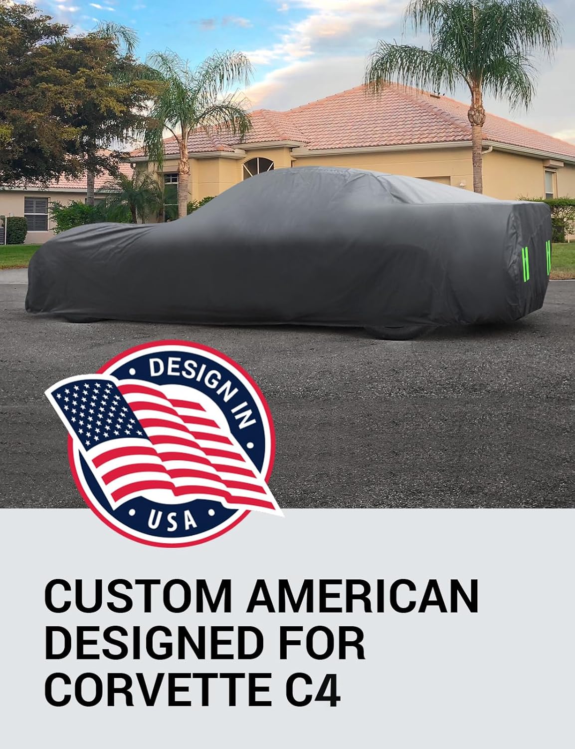 Proadsy 2025 Upgrade Car Cover Compatible with C4 Corvette 1984-1996 Windproof All Weather Waterproof Sun Rain UV Dust Snow Protection Outdoor Covers