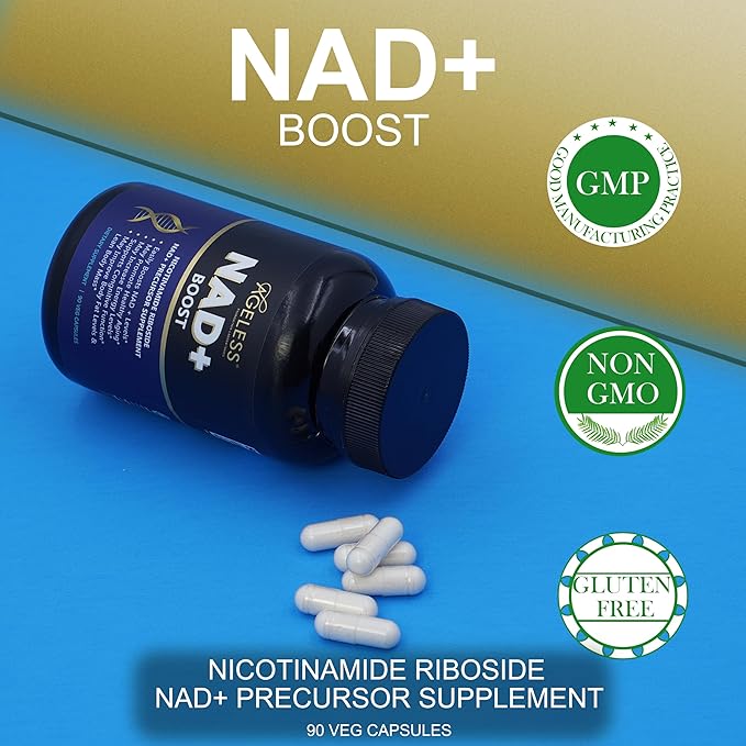 Ageless NAD Supplements for Women & Men | High Purity 300mg Nicotinamide Riboside Chloride | NMN Supplement for Anti-Aging | Support Energy, Focus, Body Fat and Cognitive Function - 90 Count