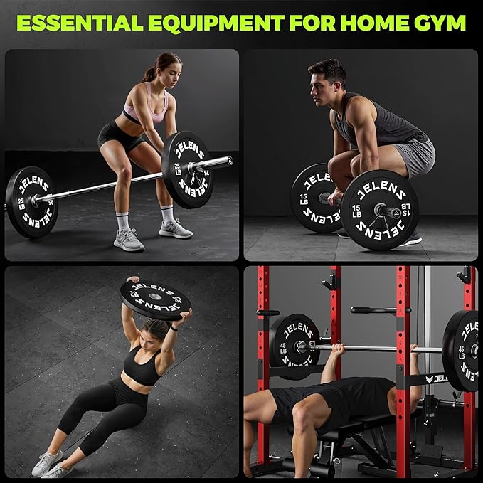 Olympic Barbell Weight Plates Set, 2-Inch Black/Colored Rubber Bumper Plate Weight Set for Strength Training and Weightlifting, Multiple Options