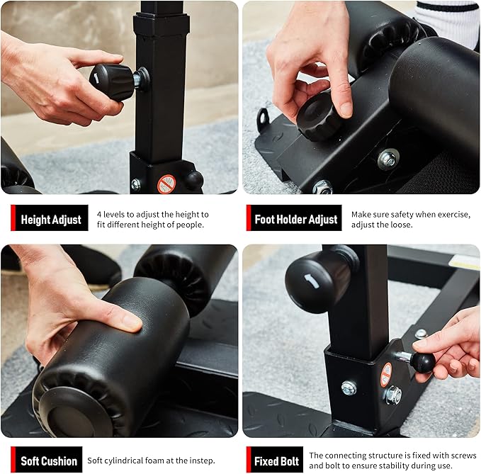 leikefitness Deep Sissy Squat Bench Core Workout Multifunctional Leg Exercise Machine for Home Gym