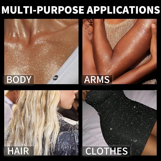 Hair Glitter Body Glitter Spray, 150ML Glitter Hairapray Gold Glitter Spray for Hair and Boday, Hair Glitter for Kids Women, Body Shimmer Festival Rave and Makeup 4.2 Fl Oz
