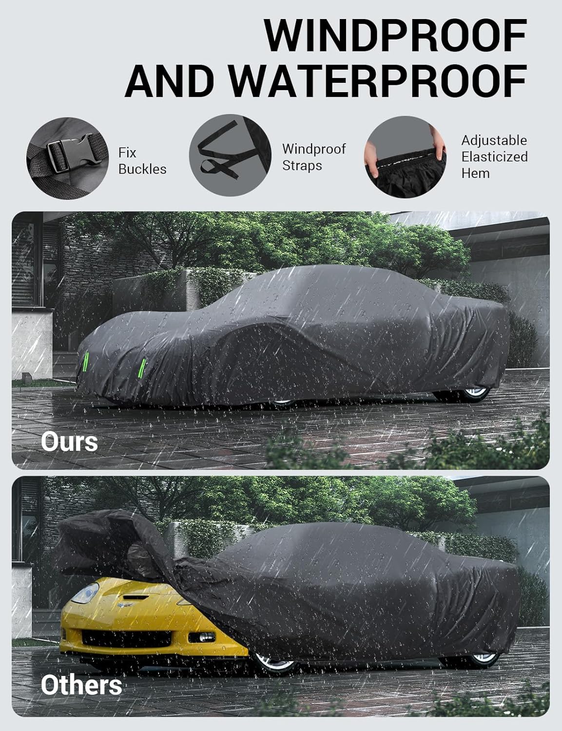 Proadsy 2025 Upgrade Car Cover Compatible with C5 Corvette 1997-2004 Windproof All Weather Waterproof Sun Rain UV Dust Snow Protection Outdoor Covers