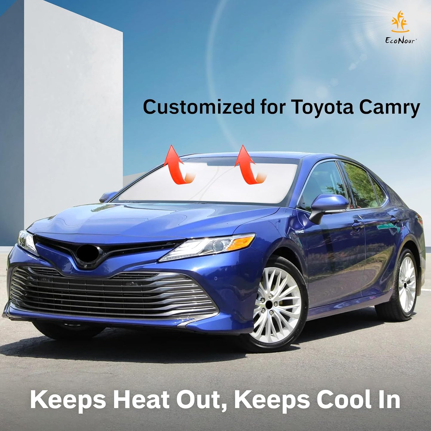 for Toyota Camry 2012-2017 Car Windshield Sunshade -EcoNour 240T Polyester Material Cars Sun Visor Reflector Blocks UV Rays - Foldable Sunshade Interior Protection-Toyota Camry Accessories
