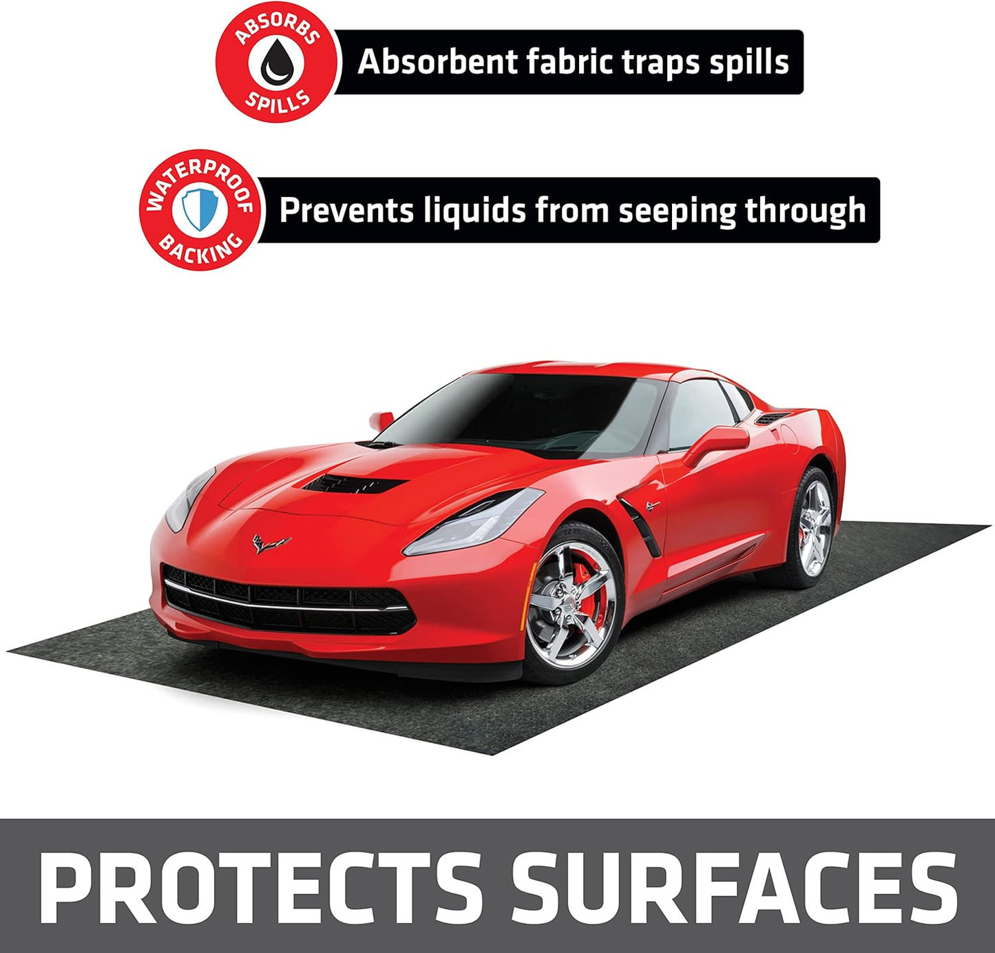 Drymate Garage Floor Mat, (20' x 7'4"), Protects Surfaces, Transforms Garage, Absorbent, Waterproof, Durable (USA Made) (Charcoal) (Includes Double Sided Tape)