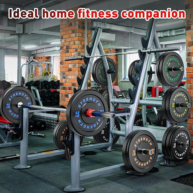 Olympic Rubber Bumper Weight Set - 2 Inch Barbell Plates for Home Gym Strength Training