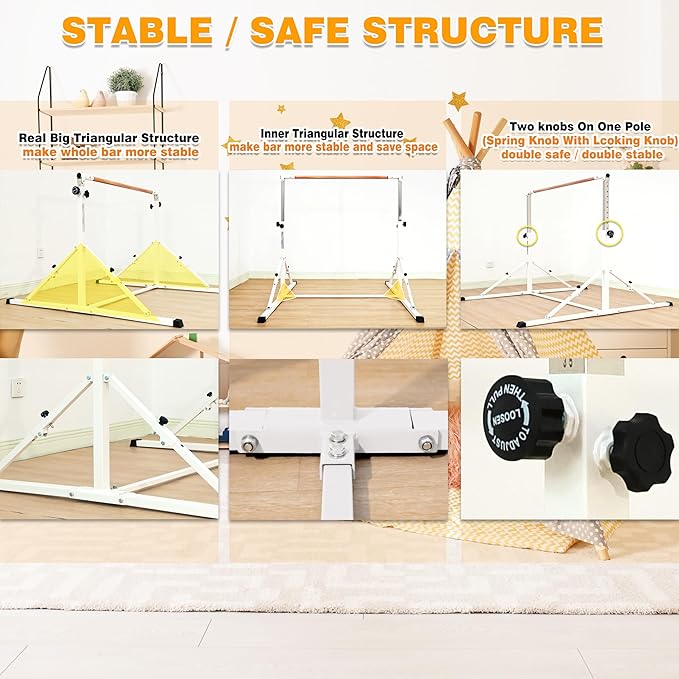 4FT/5FT Gymnastic Bar Set Gymnastics Horizontal Bar Gymnastics Kip Bar for Kids Home Use