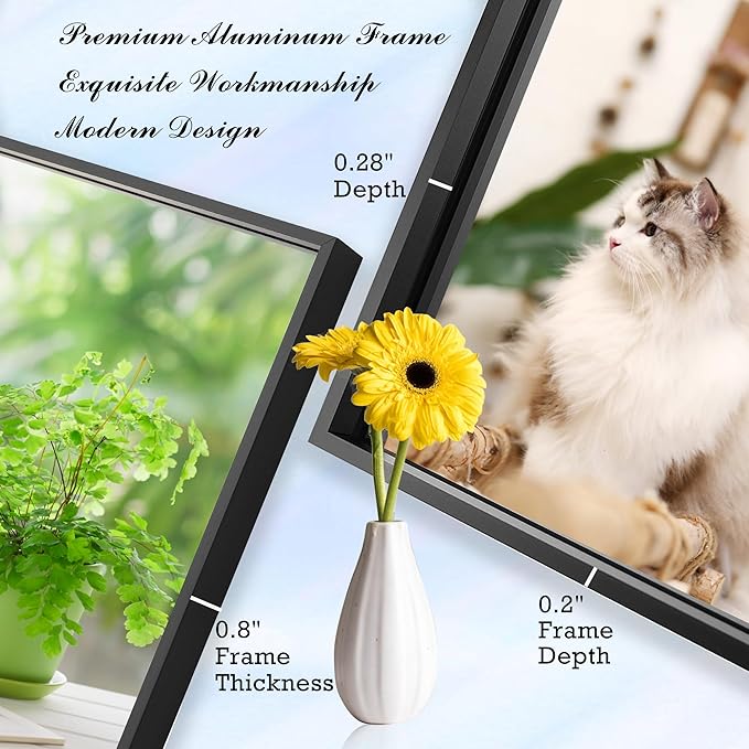 30x48 Inch Black Bathroom Mirror for Wall, Aluminum Frame Rectangle Rectangular Vanity Mirror, Modern Large for Bedroom, Living Room, Horizontal or Vertical