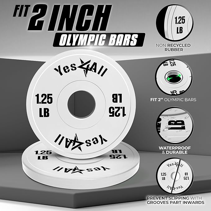 Yes4All Fractional Weight Plates Set, Available In Steel And Rubber, Set of 2/4/6 Plates in 1.25LB, 2.5LB, or 5LB Sizes, Micro Change Plates for Dumbbell and Olympic Barbell Weightlifting