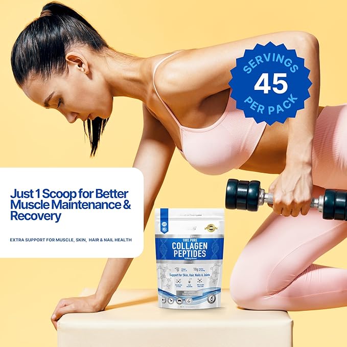 The Intelligent Health Collagen Peptides Powder, 45 Servings, Hydrolyzed Collagen, Type I & III, Grass Fed, Unflavored, Gluten Free, Keto/Paleo, 10g Servings, 15.9 Oz, Skin Support, Hair, Nail, Joints