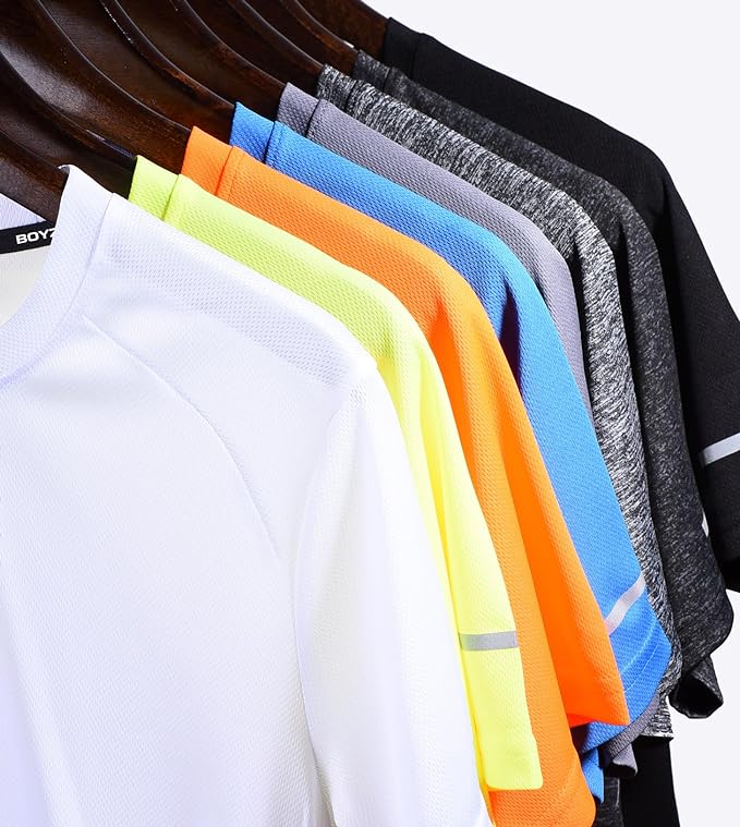 Boyzn 1, 3, 5 or 7 Pack Men's Workout Running Shirts, Dry Fit Moisture Wicking T-Shirt, Gym Athletic Short Sleeve Tee Shirts